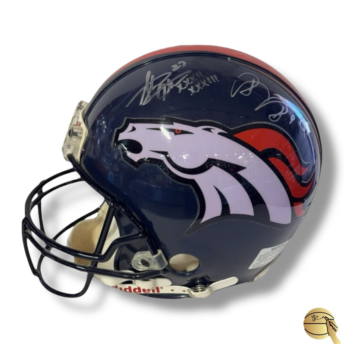 Casco de Denver Broncos autografiado por 7 leyendas
