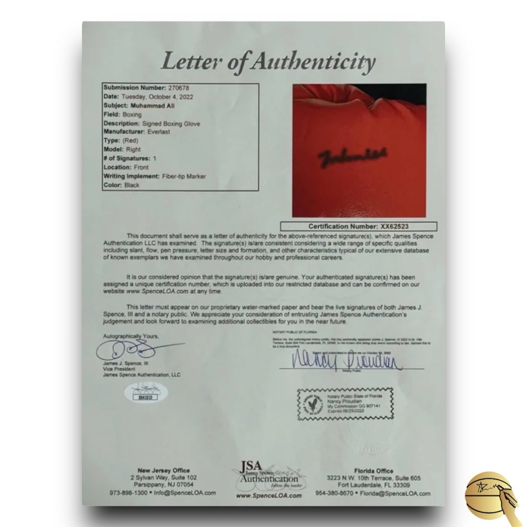 Guante de boxeo autografiado por Muhammad Ali - Signed Collectibles