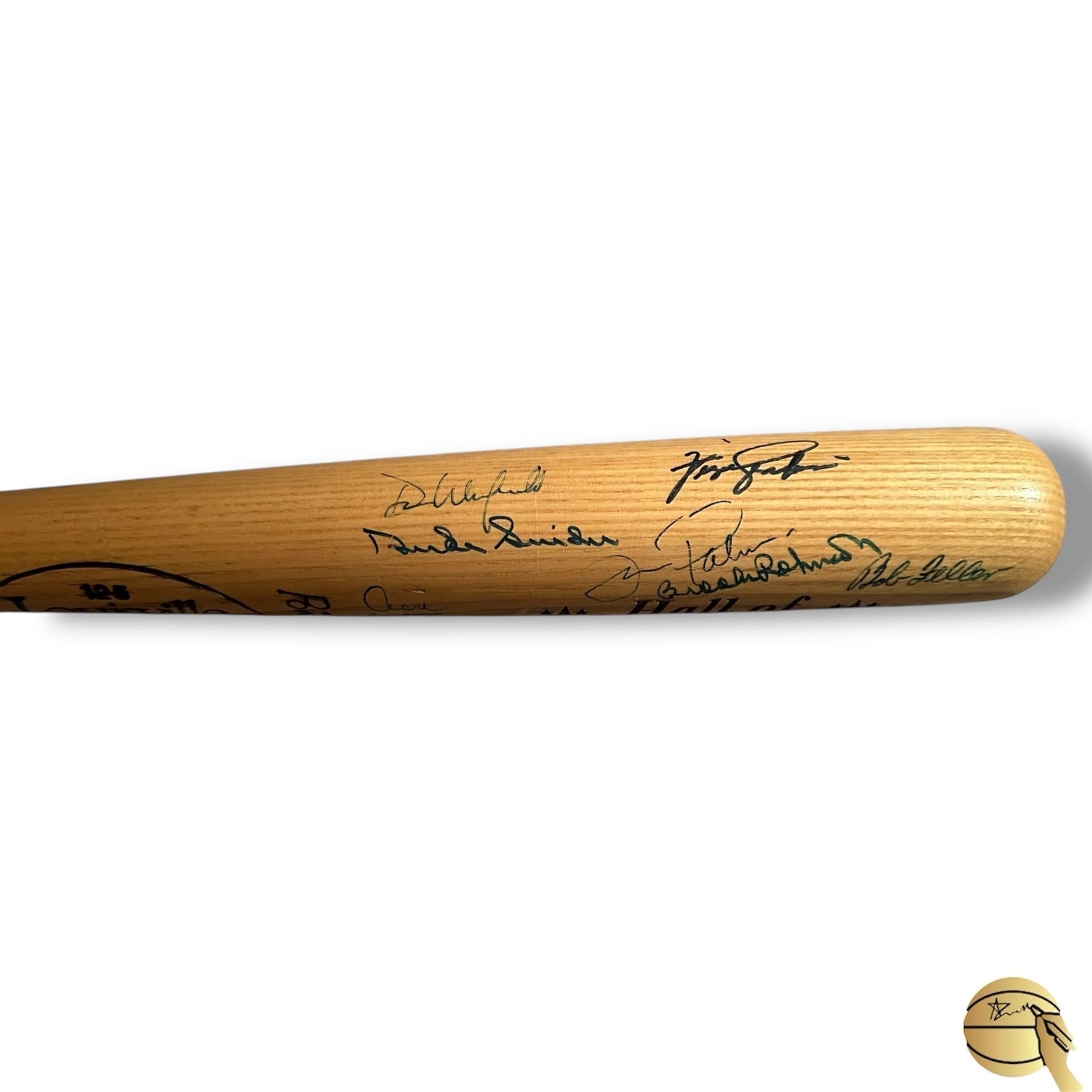 Bat autografiado por 21 Hall of Famers
