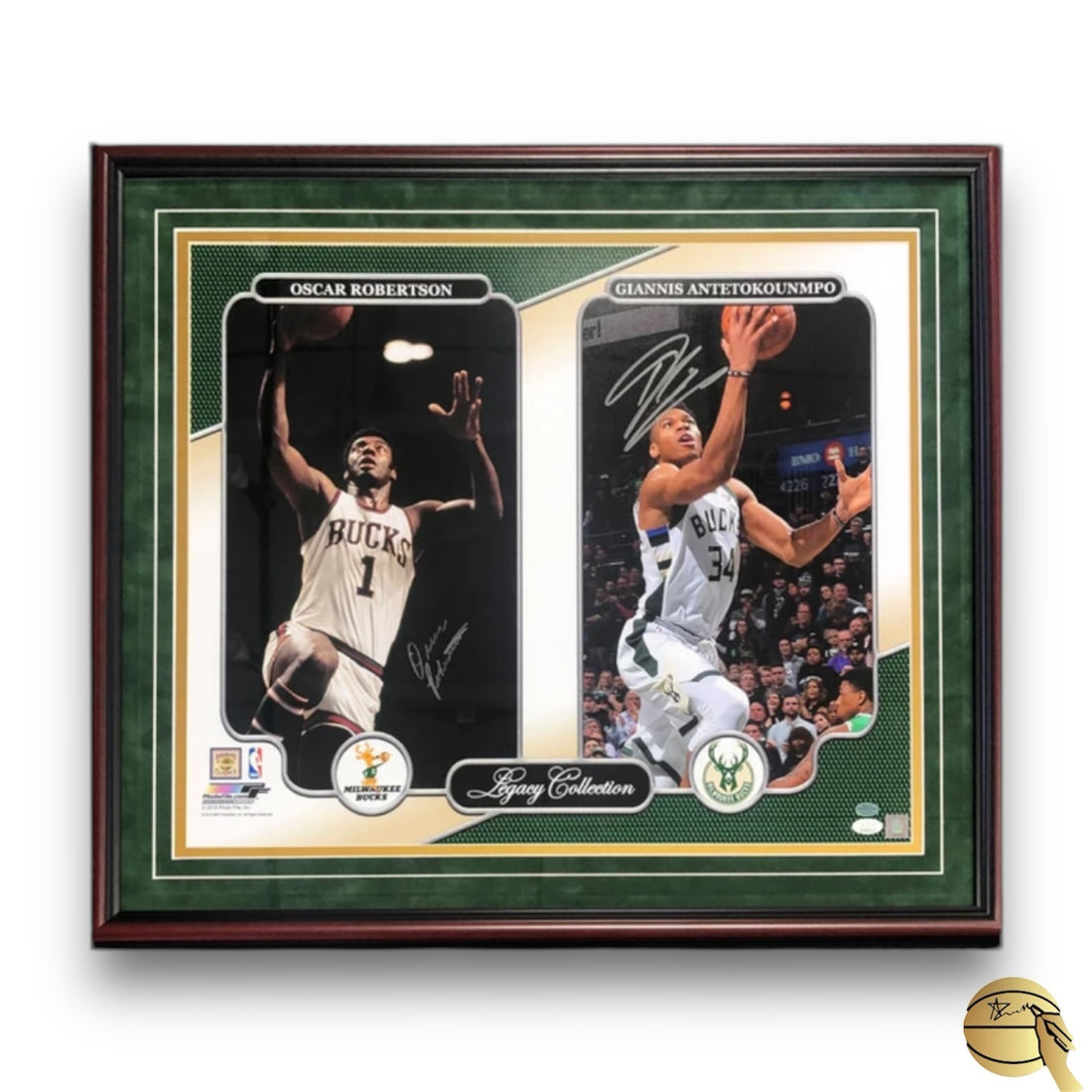 Cuadro autografiado por Giannis
Antetokounmpo y
Oscar Robertson