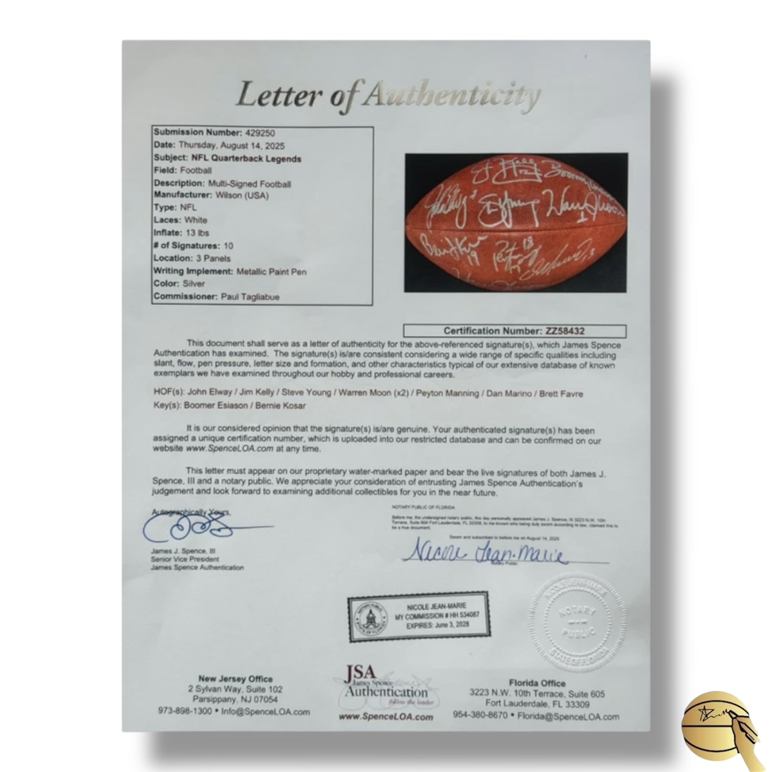 Balón autografiado por diversos Quarterback leyendas (9)