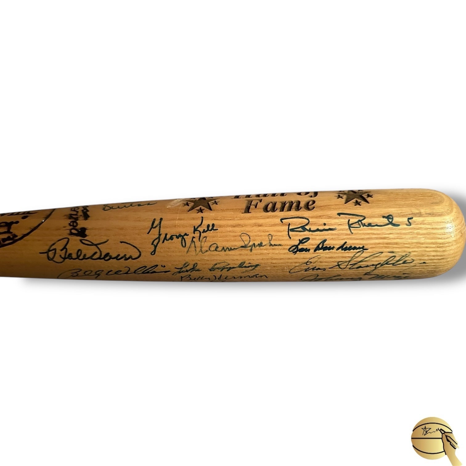 Bat autografiado por 21 Hall of Famers