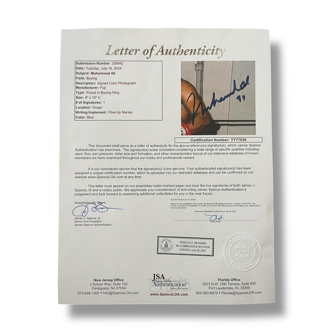 Foto autografiada por Muhammad Ali