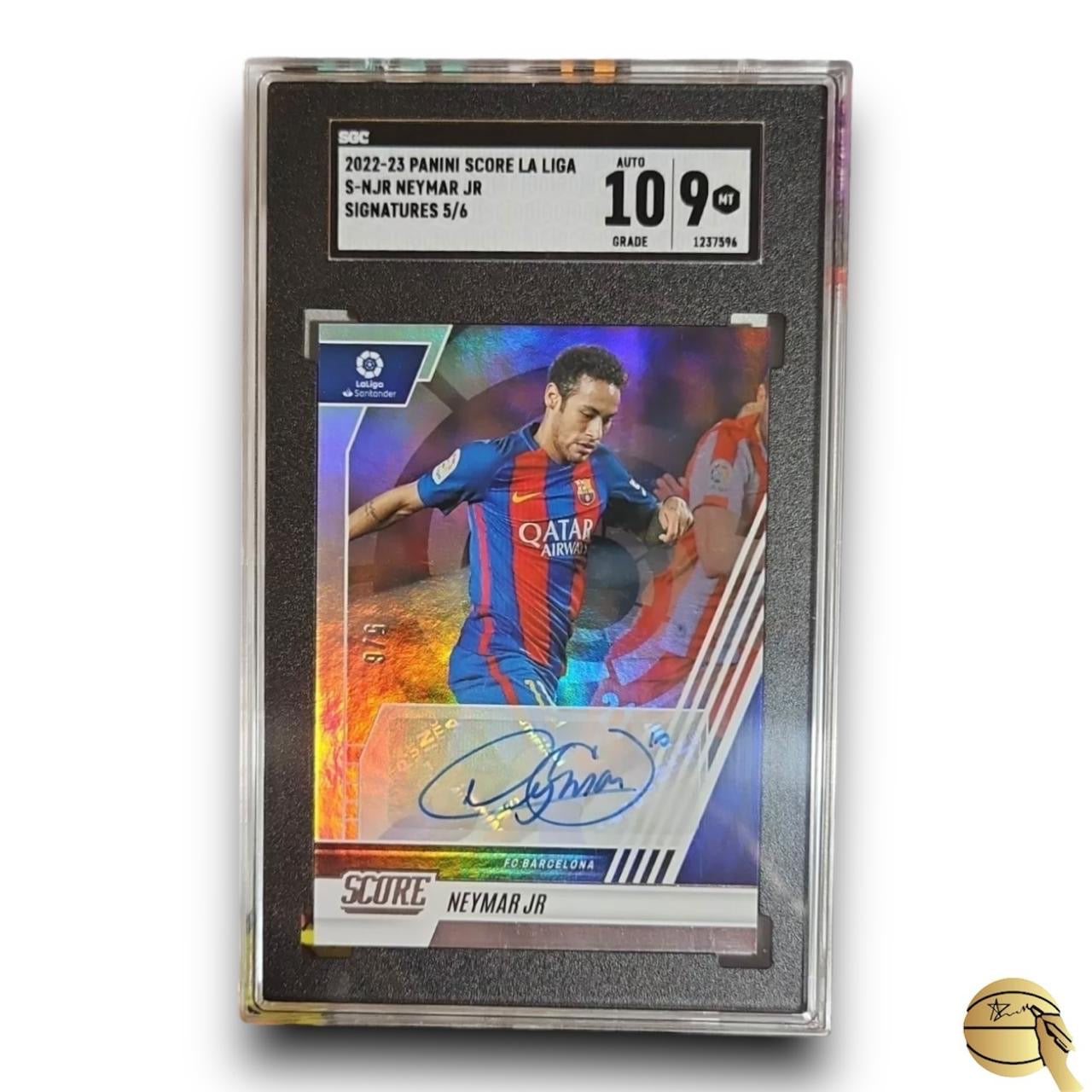 Tarjeta Panini Score firmada por Neymar Jr