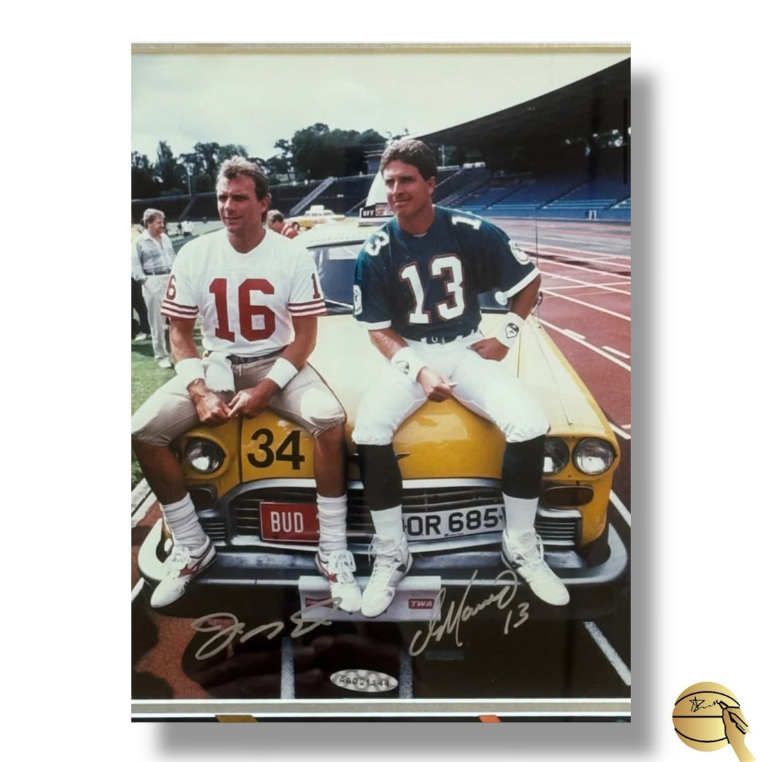 Cuadro autografiado por Joe Montana y Dan Marino
