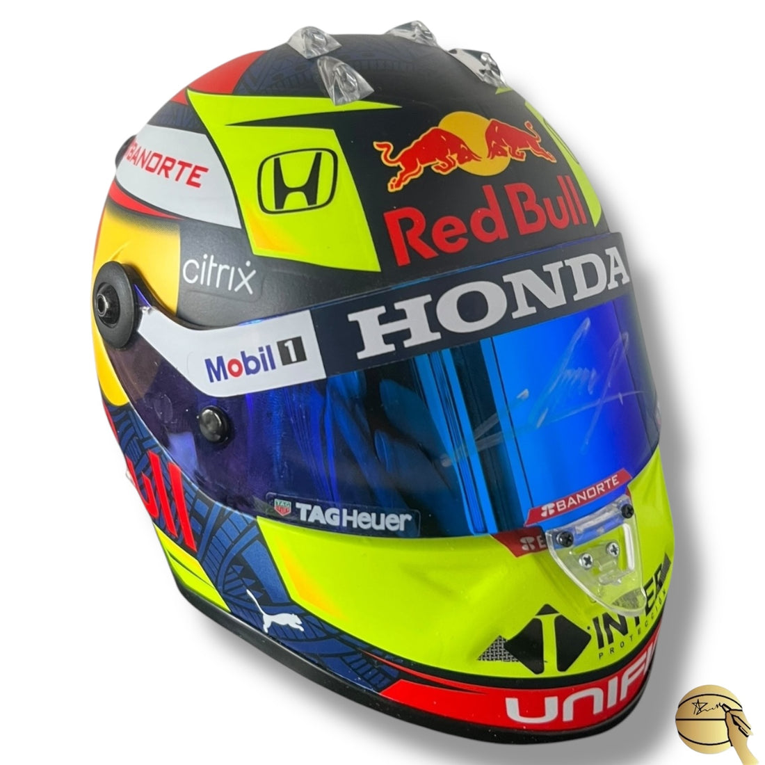 Mini casco 1/2 autografiado por Sergio Pérez - Signed Collectibles