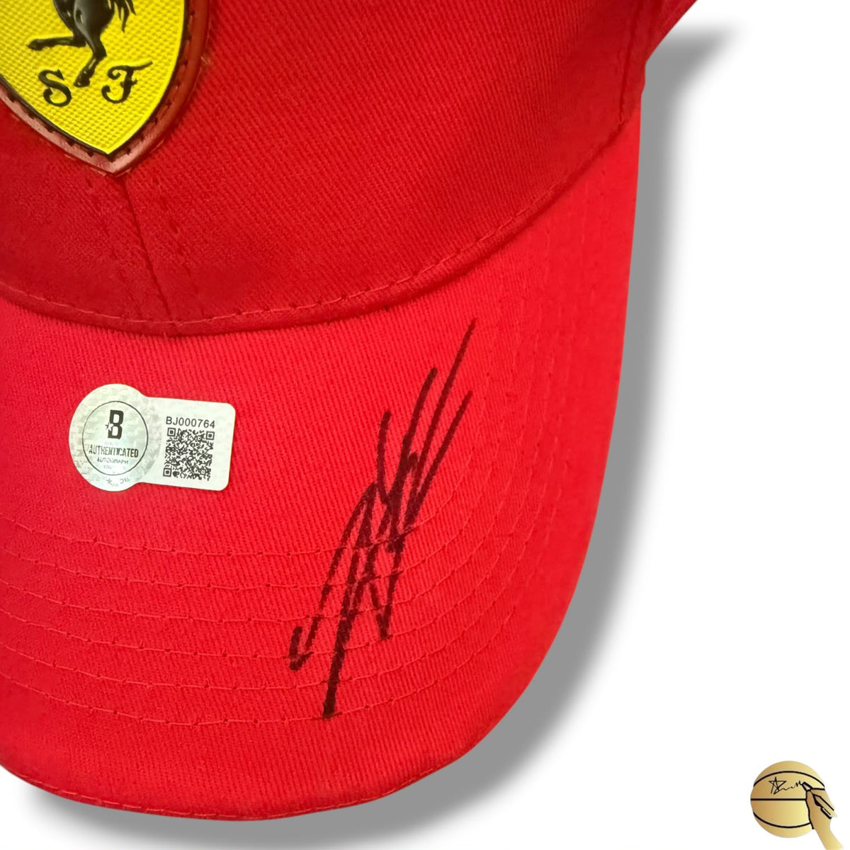 Gorra autografiada de Ferrari por Charles Leclerc y Carlos Sainz
