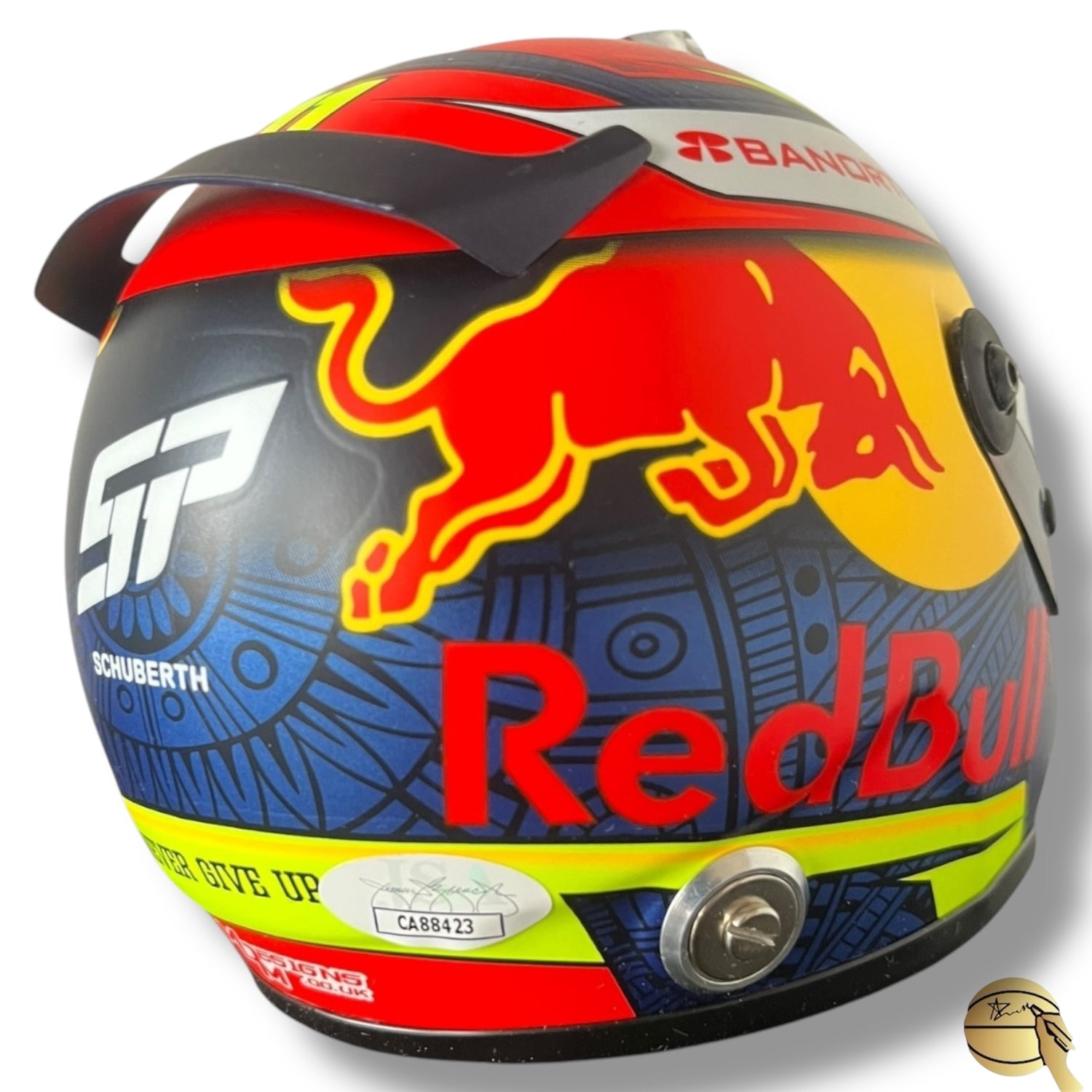 Mini casco 1/2 autografiado por Sergio Pérez
