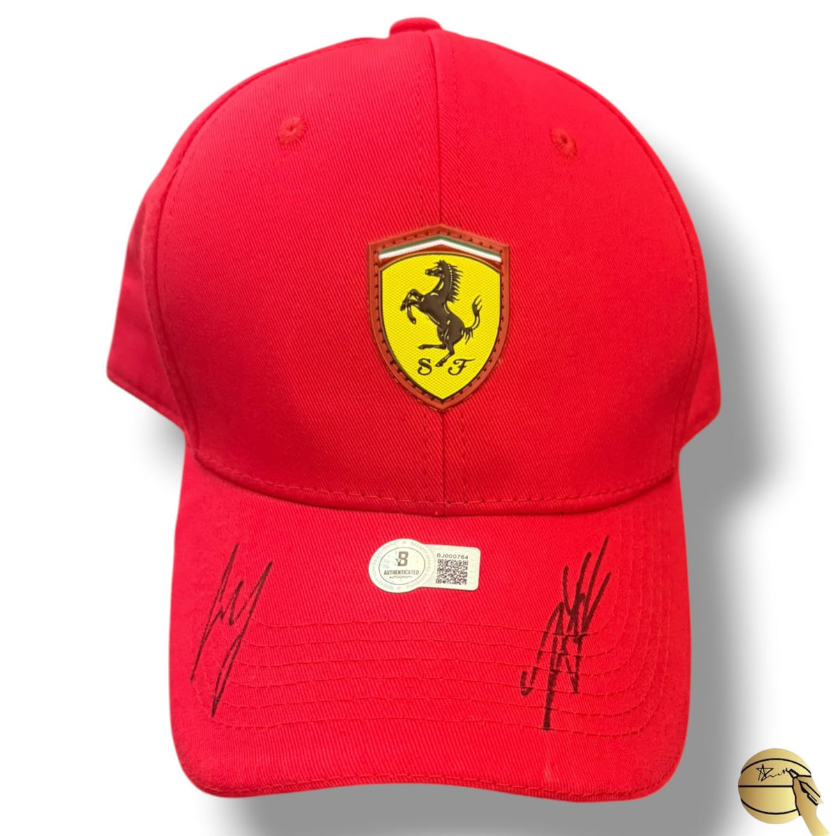 Gorra autografiada de Ferrari por Charles Leclerc y Carlos Sainz