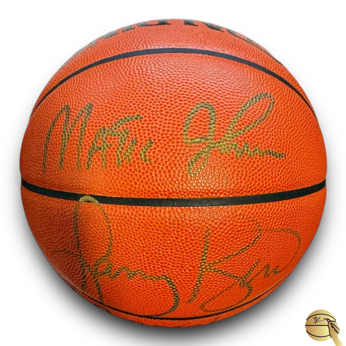 Balón autografiado por Magic Johnson & Larry Bird