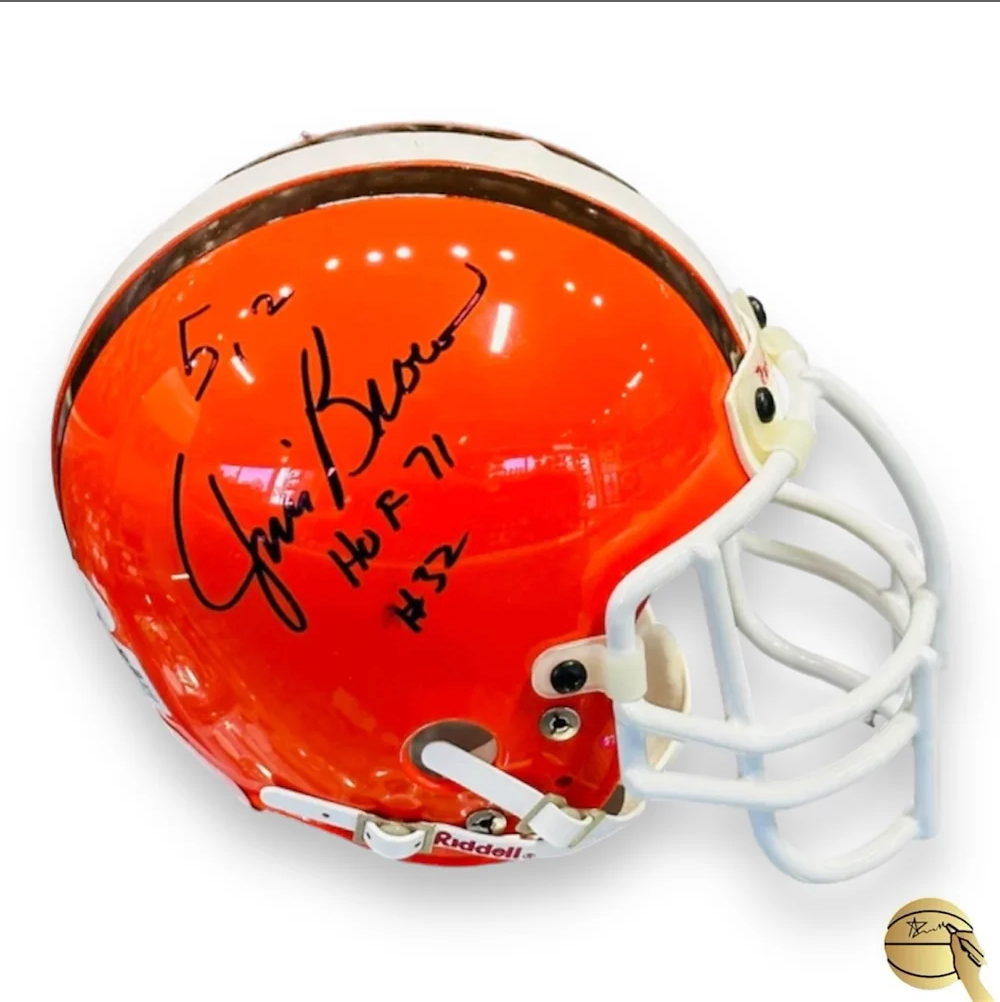 Mini casco autografiado por Jim Brown