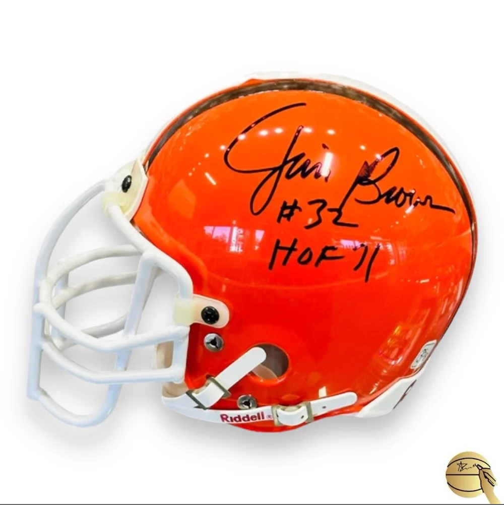 Mini casco autografiado por Jim Brown