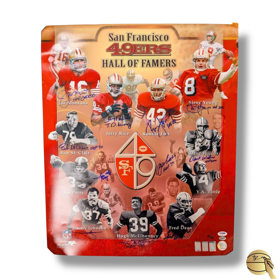 Foto autografiada por 11 Hall Of Famers de 49ers