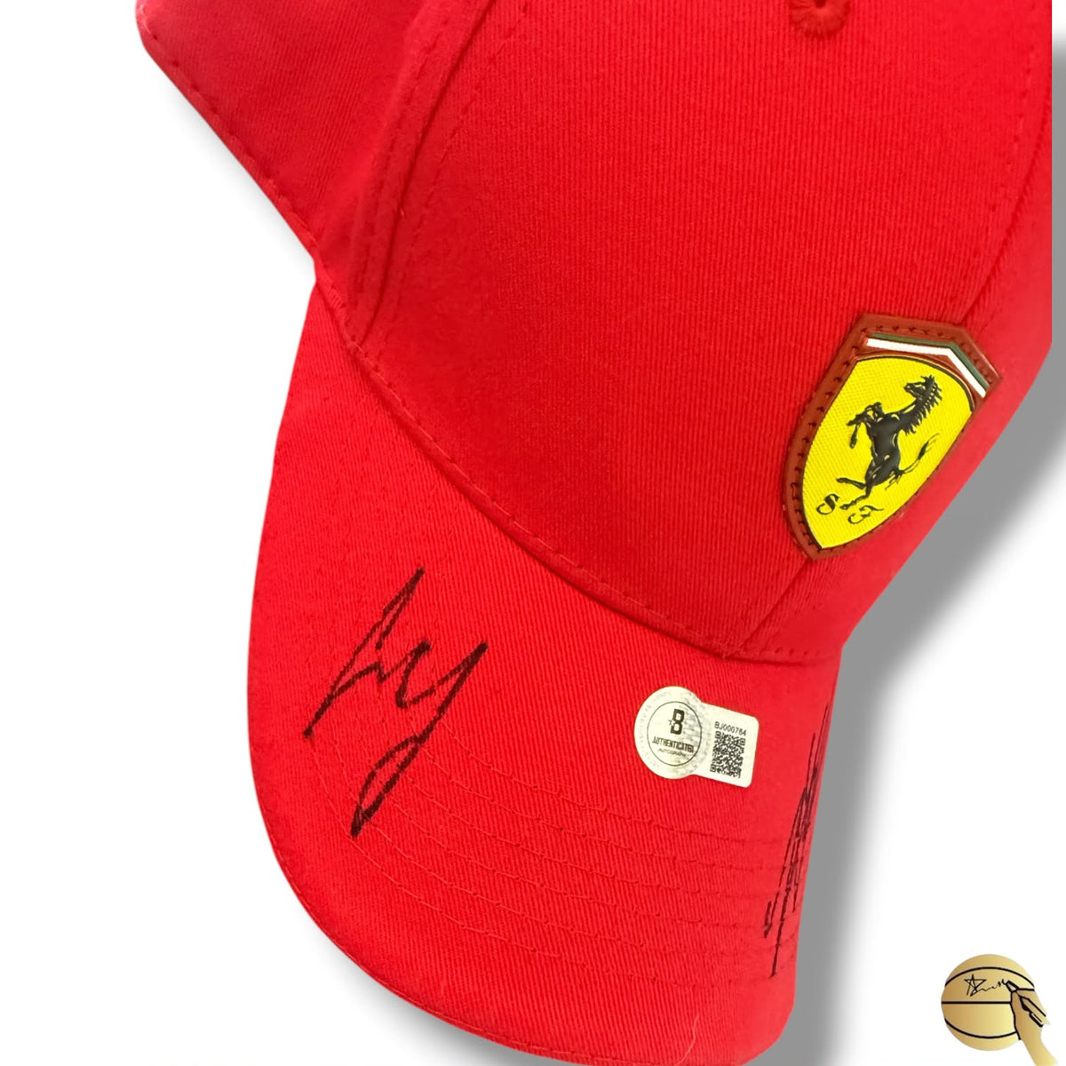 Gorra autografiada de Ferrari por Charles Leclerc y Carlos Sainz