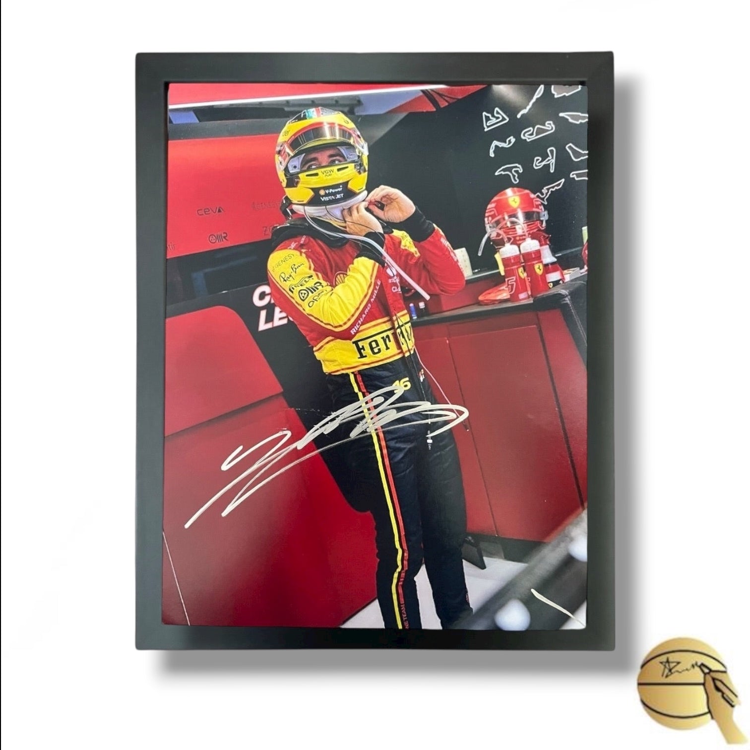 Foto enmarcada autografiada por Charles Leclerc