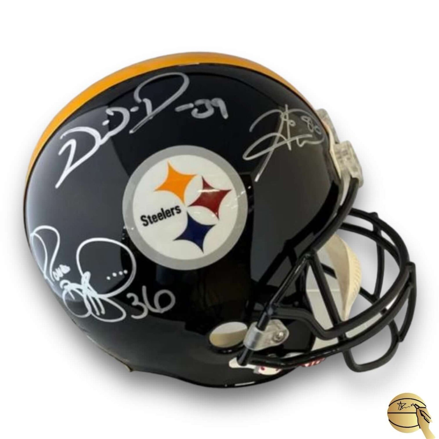 Casco autografiado por Jerome Bettis, Wille Parker y Hines Ward