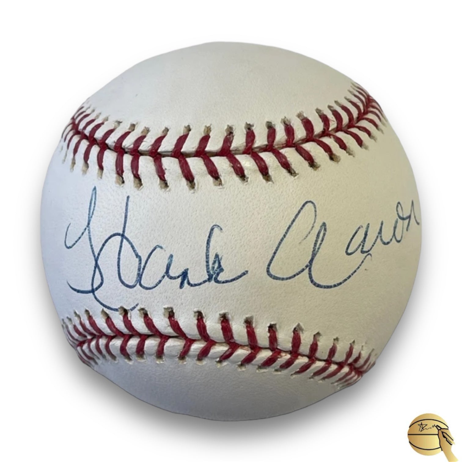 Pelota autografiada por Hank Aarón