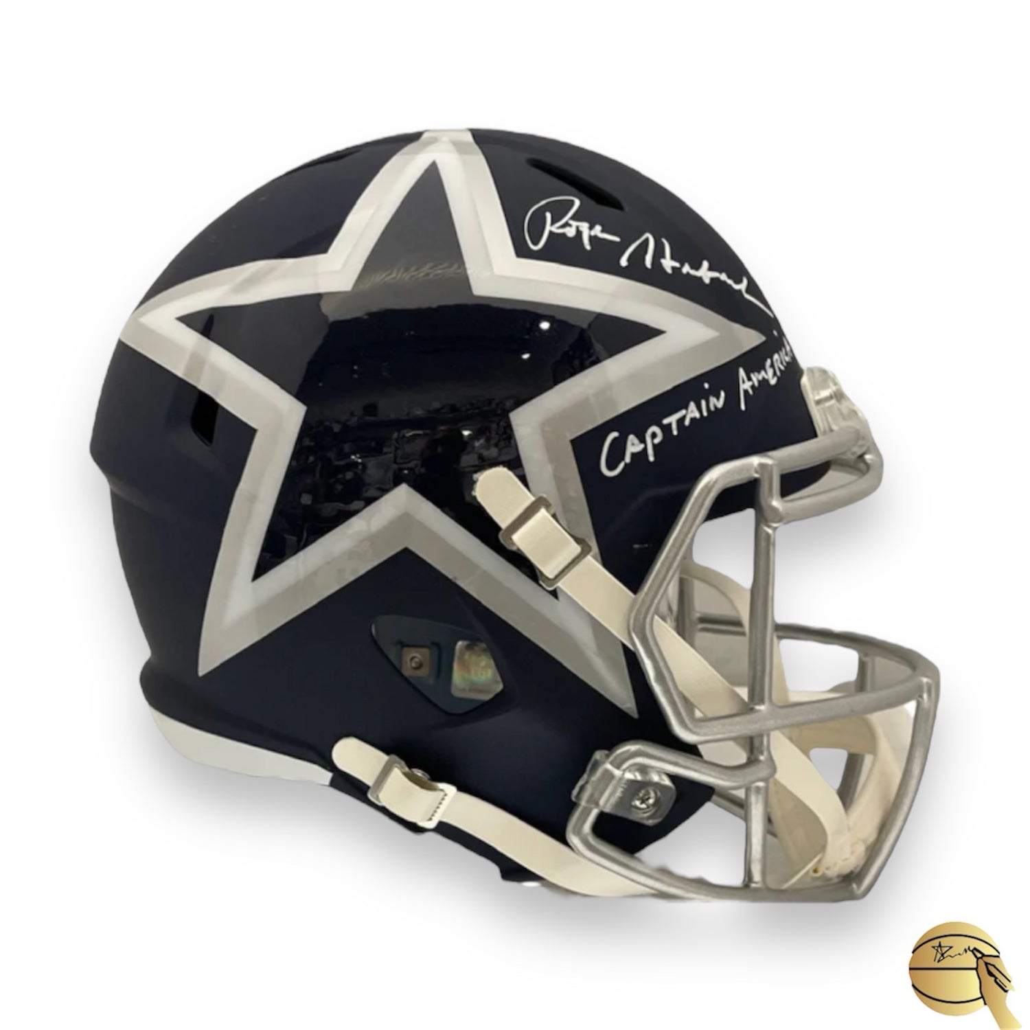 Casco autografiado por Roger Staubach